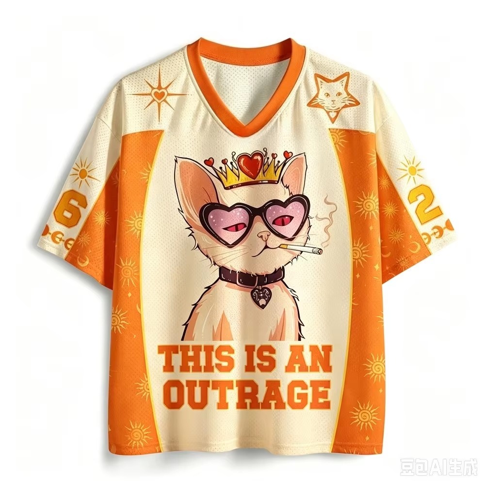 Queen Street Fashion - Camiseta con estampado de gato reina,